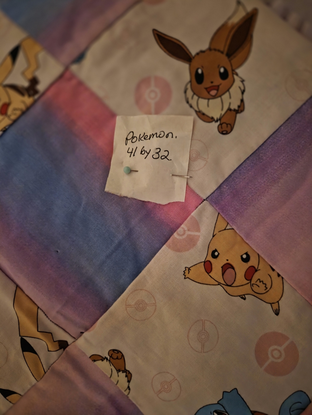 Handmade Lap Quilt - Pink Purple Blue - Picture 3 of 3